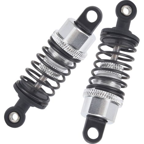 2 Pièces Amortisseurs en Aluminium 63mm pour TRAXXAS SLASH 2WD, Amortisseurs Améliorés pour Voiture RC, Suspension Argentée (1/5)
