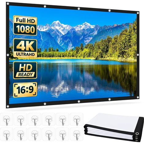 Écran de Projection 120 Pouces, Ecran Videoprojecteur Portable 16:9 4K HD (1/5)