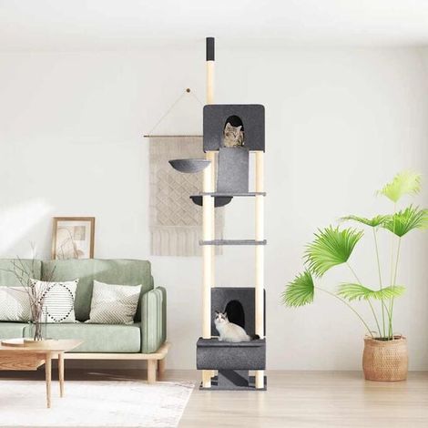 Arbre à chat sur pied, gris foncé, 277-303 cm