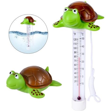 Schwimmbad-Thermometer mit Schwimmring, schwimmendes Thermometer, schwimmende Pool-Thermometer, Wasserthermometer in Cartoon-Tierform mit Seil für Innen- und Außenschwimmbäder (1/5)