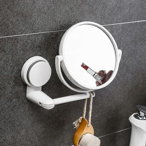 Miroir mural à ventouse, miroir de salle de bain, miroir de maquillage, miroir suspendu, miroir grossissant double face réglable à 360°, miroir de bureau, miroir de table (1/4)