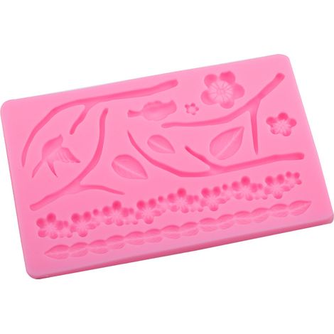 Tapis De Décoration Pour Gâteau - Moule En Silicone Alimentaire Avec Motif De Fleur Feuille Et Branche - Pour Pâte À Sucre Et Chocolat - 1 Pièce (1/5)