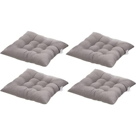 4 Coussins Chaises - 40x40 cm - Rembourrage Polyester - Intérieur Extérieur - Gris (1/5)