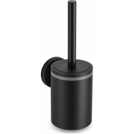 Brosse WC Murale avec Support pour Salle de Bain Noir Mat (1/5)