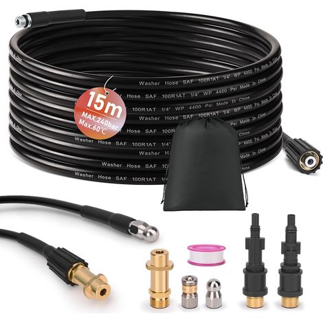 Tuyau Deboucheur Canalisation 15m Compatible avec K2-K7 LAVOR (1/5)