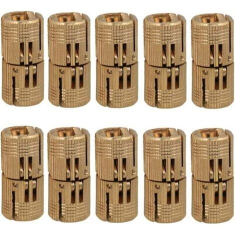 10 bisagras cilíndricas de latón, bisagras invisibles ocultas para puertas de madera, armarios y caravanas (proyecto de bricolaje), 10 mm