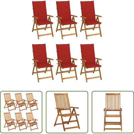 Klappstuhl - Klappbare Gartenstühle 6 Stk. mit Auflagen Massivholz Akazie (1/5)