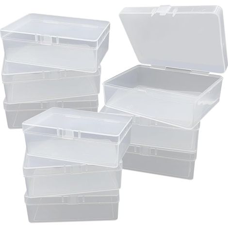 9 Boîte de rangement,transparent,plastique PS,fermeture à boucle,pour photos,bijoux,perles