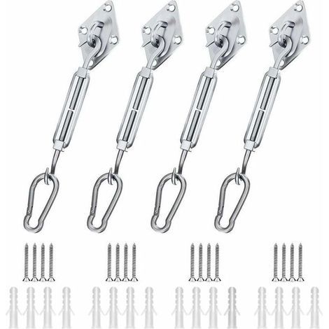 Kit de Fixation Voile d'ombrage, Kit de Fixation pour Voile de Jardin pour Voile D'ombrage en Acier Inoxydable 304 pour Triangle Carré Rectangle et Triangulaires (44 pièces)(M8) (1/5)