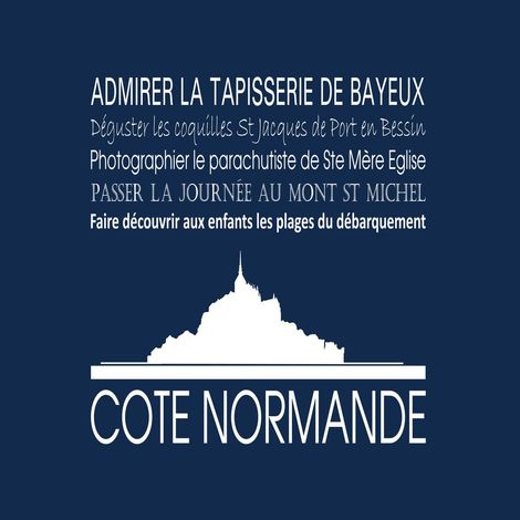Tableau sur toile côte Normande navy 30x30 cm - Impression sur Toile Murale Décorative - Image imprimée en HD sur Toile - Toile sur Châssis en Bois FSC - Fabriqué en France (1/4)