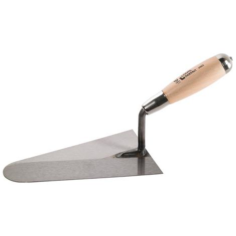 L'Outil Parfait – Truelle italienne ronde 18 cm – Lame acier trempé vernie – Manche bois hêtre PEFC – Virole et capuchon nickelés – Fabriqué en France