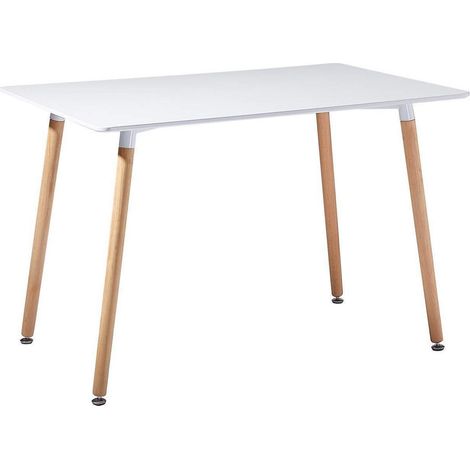 Esstisch rechteckig weiß 110x70cm für 4-6 Stühle, MDF mit Holzbeinen (1/5)