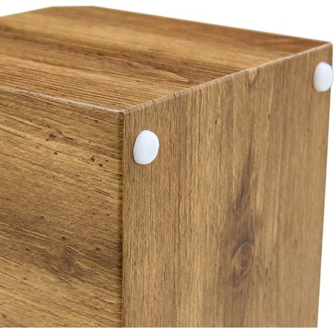 Table basse gigogne, Design, Modèle rond, MDF effet chêne et verre fumé brun 0,6cm, Grand Ø61cm + Petit Ø44cm, Lot de 2 tables modulables pour salon (1/5)