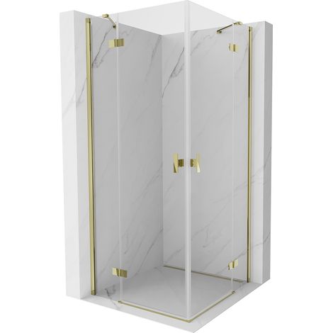 Mexen Mist-H Duo cabina de ducha abatible 120 x 120 cm, transparente, dorada - 8A5-120L-120P-50-00 (1/5)