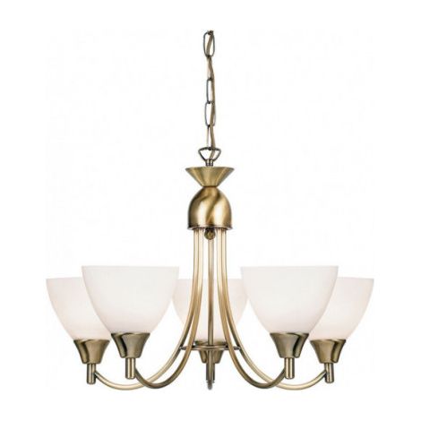 Suspension classique laiton ant. opale 5xE14 Endon (1/4)