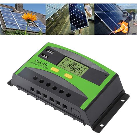 Contrôleur solaire PWM 12 V/24 V, contrôleur de charge solaire intelligent pour éclairage LED photovoltaïque 50 A (1/5)