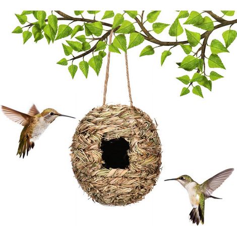 Nid Pour Oiseaux - Forme Sphérique - Tissé À La Main En Paille Naturelle - Pour Jardin Terrasse Balcon - Lot De 4 (1/5)