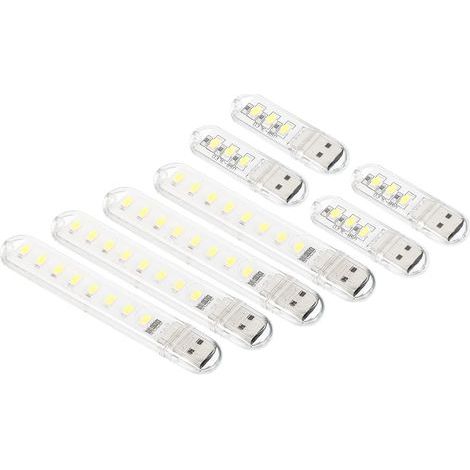 8er-Set USB-LED-Leuchtstäbe – Mini-Steckdosenlampe für Zuhause, Camping und zum Lesen – Weiß (1/5)