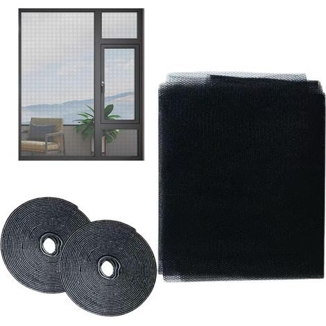 Fenster-Moskitonetz 150 x 180 cm, Insektenschutznetz mit Klebeband, Schutz vor Fliegen, Insekten, Bienen und Mücken, Selbstmontage, kein Bohren erforderlich (1/5)