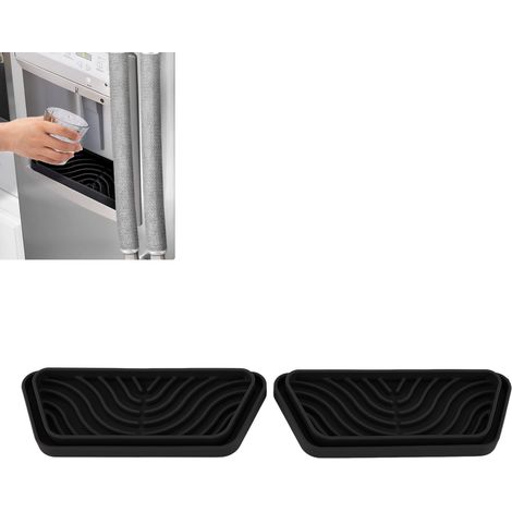 Bac de récupération en silicone anti-éclaboussures pour réfrigérateurs, bac distributeur d'eau, bac d'égouttement compatible avec les réfrigérateurs GE et Samsung, noir. (1/5)