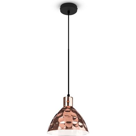 Lámpara colgante LED V-TAC de metal con forma cónica y portalámparas E27 (máx. 60 W), color oro rosa, diámetro 300 mm. (1/4)