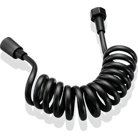 Flexible de Douche, Tuyau de Douche Rétractable 300cm Noir, Flexible de Douche en Mousse avec Bouchon, Tuyau à Ressort Télescopique pour Douchette (1/5)