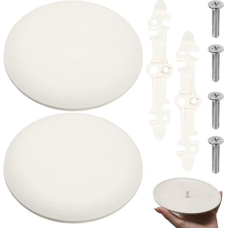 Lot de 2 plaques de recouvrement de plafond CP3540, couvercle rond pour boîtier électrique (trous de 3-1/2" à 4"), plaques en plastique blanc à peindre pour détecteur de fumée, salon et bureau. (1/5)