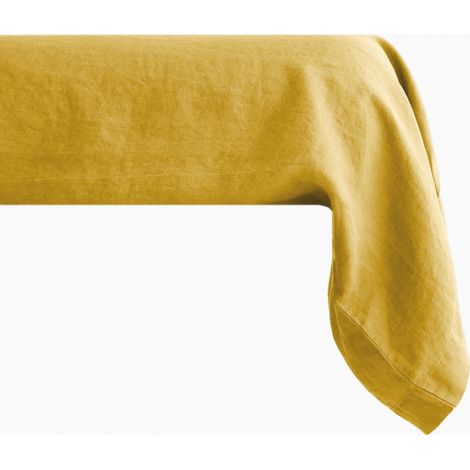 Taie de traversin Palace pur coton teint lavé, 63 fils/cm² Vent du sud - Palace Curry - 43 x 195 cm - Palace Curry -