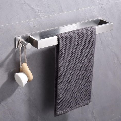 Porte-Serviettes en Acier Inoxydable,Porte Serviette d'invités Auto-adhésif sans perage,Porte-Serviettes de Bain adhésif avec Crochets pour Salle de Bain (1/5)