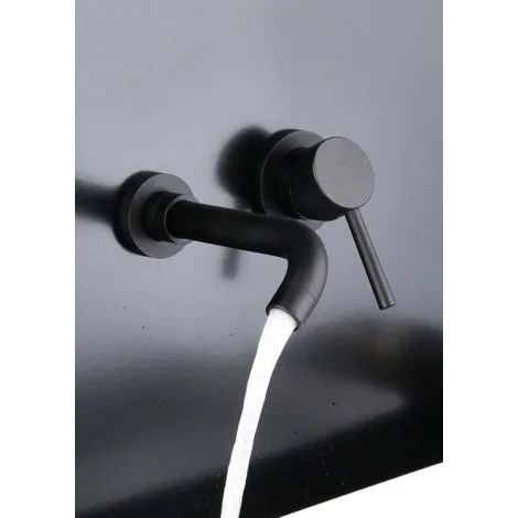 Mitigeur de lavabo mural pivotant à 360° pour baignoire et lavabo, design moderne, noir (1/3)