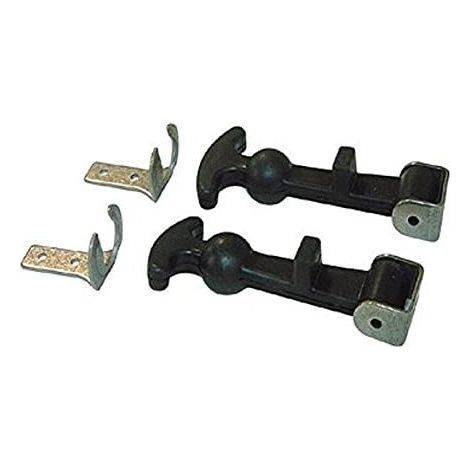 Hood latch, two sets, stainless steel hood latch, shock-absorbing elastic rubber loop (1/4)