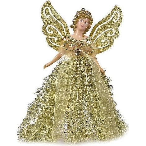Mini pendentif ange princesse pour sapin de Noël, ailes argentées, décoration dorée. (1/5)
