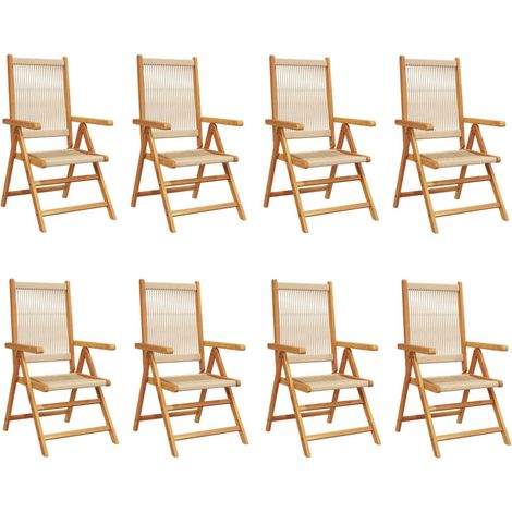 Maison Exclusive - Gartenstuhl Verstellbar 8 Stk. Beige Massivhol