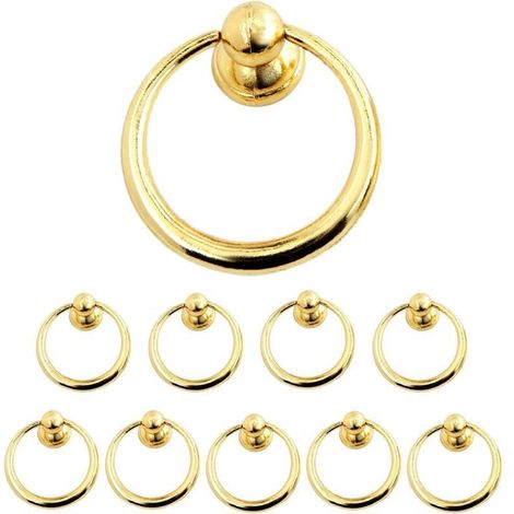 Poignée de tiroir pour meuble de cuisine, de style moderne, Alliage de zinc, doré, 10pcs (1/4)