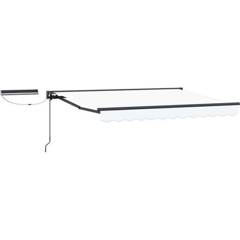 Store banne motorisé rétractable, blanc et gris anthracite, 3 x 2,5 mètres (1/5)