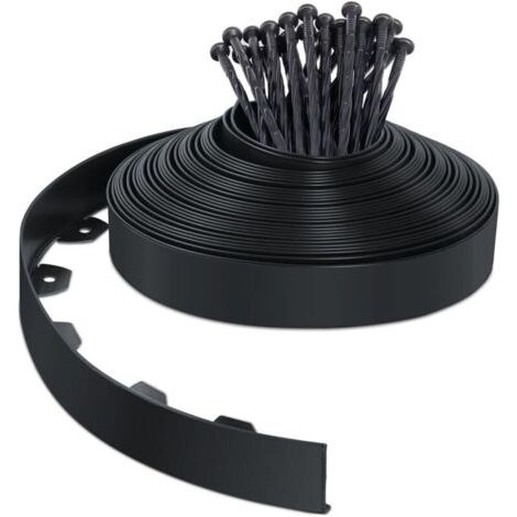Bordure de Jardin en Plastique 20 mètres avec 40 Piquets d'ancrage Bordurette de Pelouse Flexible Bordure de Gazon avec piquets (1/4)