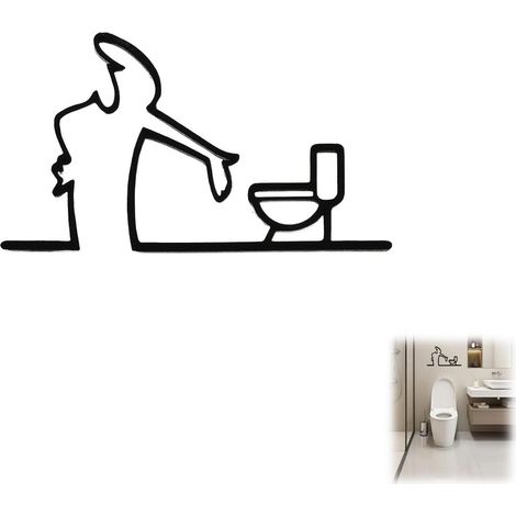 Stickers WC Humoristiques 15.8x8.2 cm, Autocollants Toilettes Autoadhésifs pour Intérieur et Extérieur, Plaque de Propreté avec Décoration Salle de Bain,Pancarte WC pour Restaurant,Bureau,École (1/5)