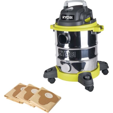 Pack RYOBI Aspirateur eau et poussière RVC-1220I-G - 1250W - 20L - 3 sacs à poussière - 20 L - RAKVACDB20 (1/3)