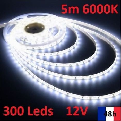 Ruban LED Blanc 5m 300 Leds 12V - Éclairage Intérieur