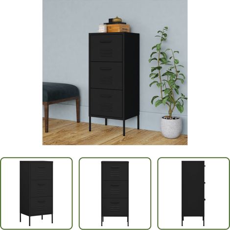 Schubladen -  Lagerschrank Schwarz 42,5x35x101,5 cm Stahl (1/5)