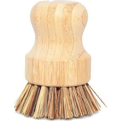 Brosse À Récurer - Manche En Bambou - Soies En Fibre De Sisal Ou Fibre Mixte - Pour Casseroles Et Poêles En Fonte - 1 Pièce (1/5)