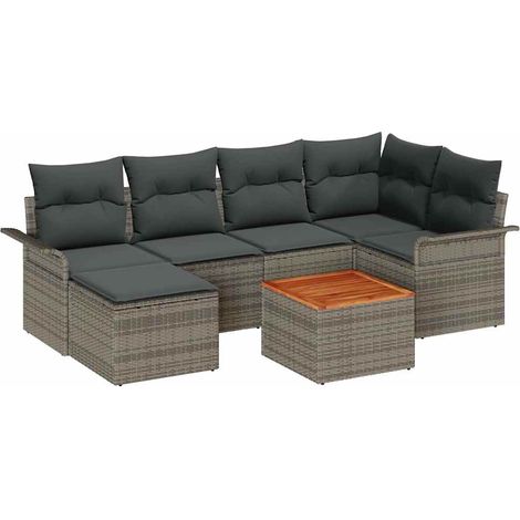 Garden Sofa Set 7 pcs Grey Poly Rattan vidaXL (1/5)