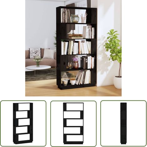 Furniture Limited - Bibliothèque/Séparateur de pièce Noir 80x25x1 (1/5)