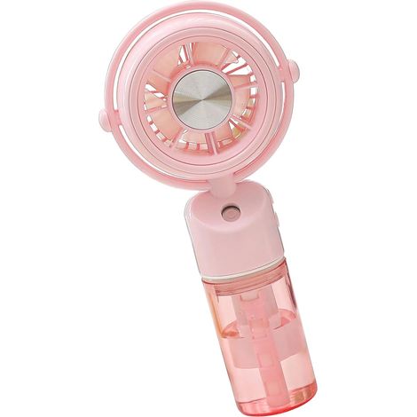 Ventilador portátil con función de nebulización, ideal para maquillaje de viaje, recargable, con 3 velocidades. (1/5)