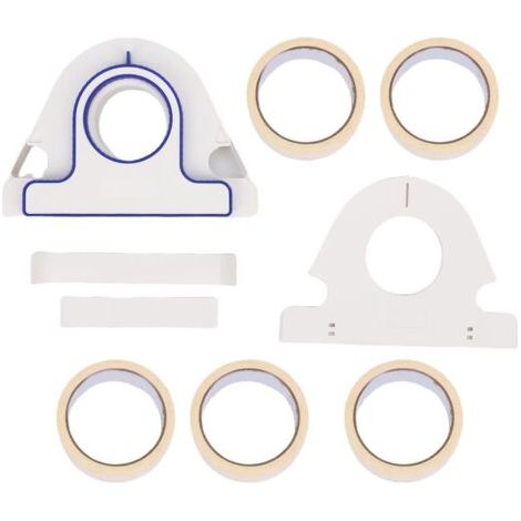 Maler-Abklebeband-Applikator-Set, bestehend aus einem Abroller und 5 Rollen 25 mm weißem Klebeband zur Dekoration. (1/5)