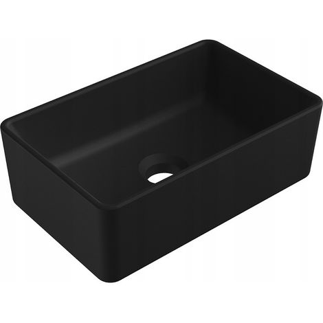 Lavabo cerámico sobre encimera, 36,5x23,5x12 cm, Negro