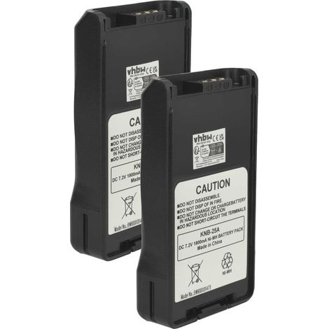 vhbw 2x Battery Replacement for Kenwood KNB-55L, KNB-56L, KNB-57L, KNB-56, KNB-57L, KNB-55Li for Radio, Walkie-Talkie (1800 mAh, 7.2 V, NiMH)
