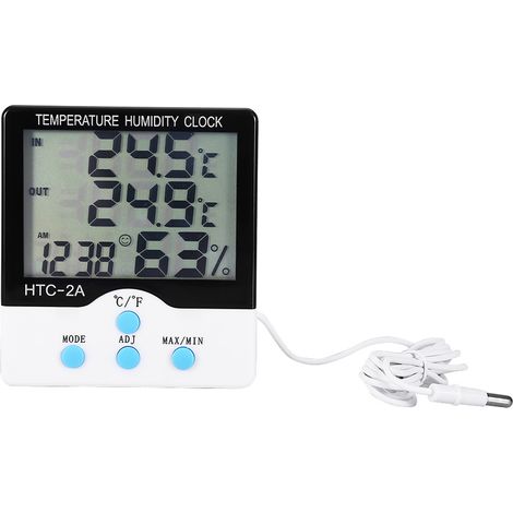 Thermomètre numérique LCD intérieur/extérieur, hygromètre double avec affichage et horloge (1/5)