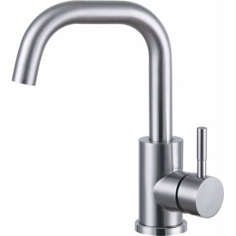 Robinet de lavabo brossé 360° pivotant forme L (1/5)