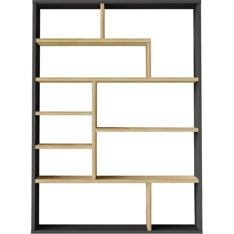 Libreria Rebecca Mobili Farako 123,5x90x22 Truciolato Grigio Scuro Rovere Chiaro Moderno